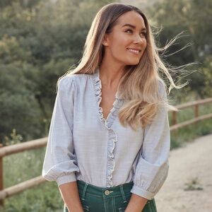 Lauren Conrad Ruffle V-Neck Top